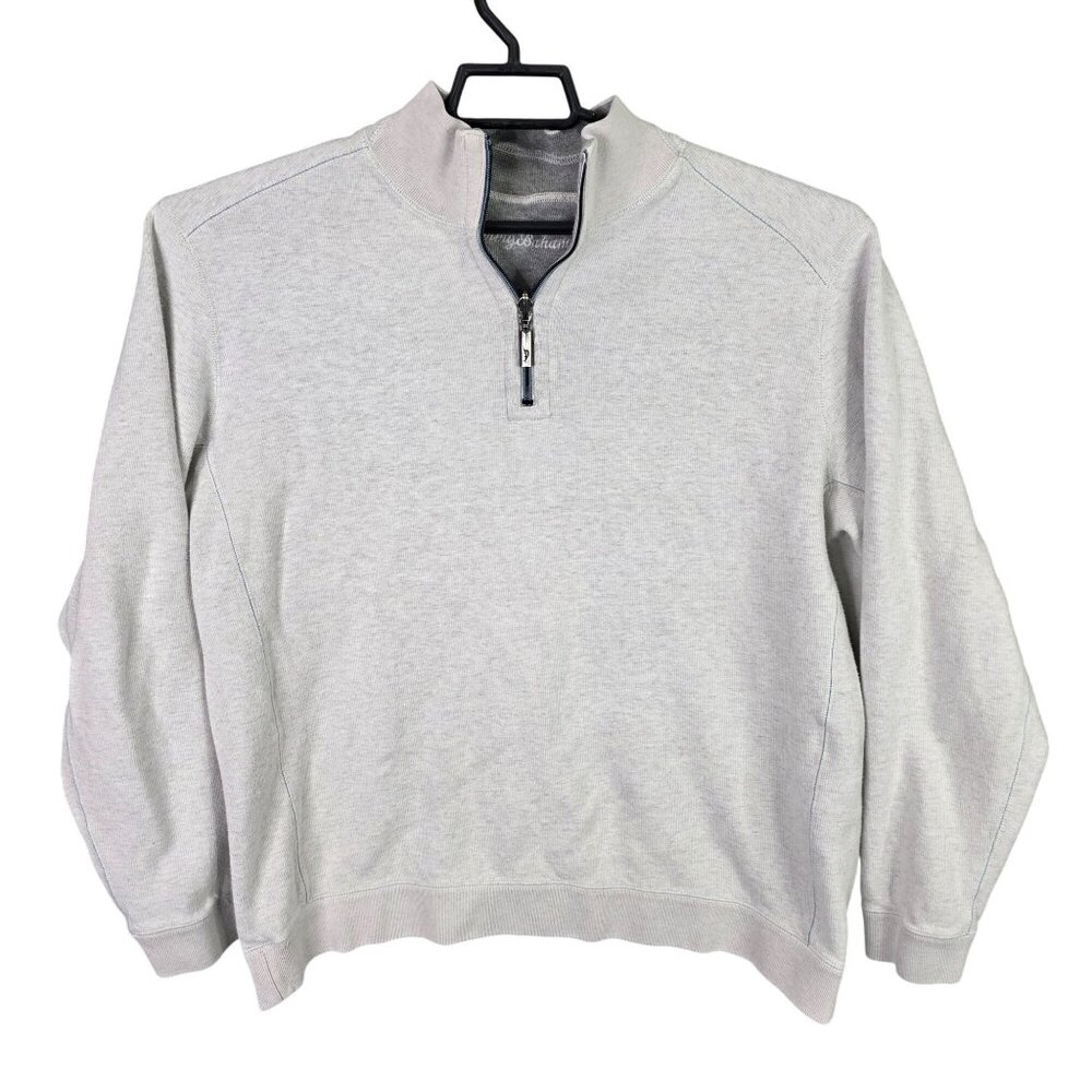 Mens Tommy Bahama Gray Reversible 1/2 Zip Pullover Sweatshirt Long Sleeve XL